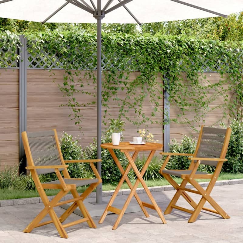 vidaXL Bistro Set Grey Solid acacia wood, polypropylene Standard - 21.3x35.8x22.4