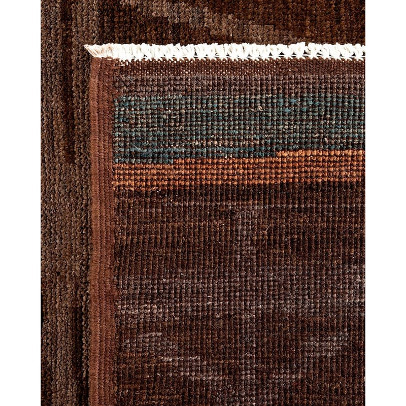 Overton Hand Knotted Wool Vintage Inspired Modern Contemporary Overdyed Brown Area Rug - 6' 2" x 8' 10"