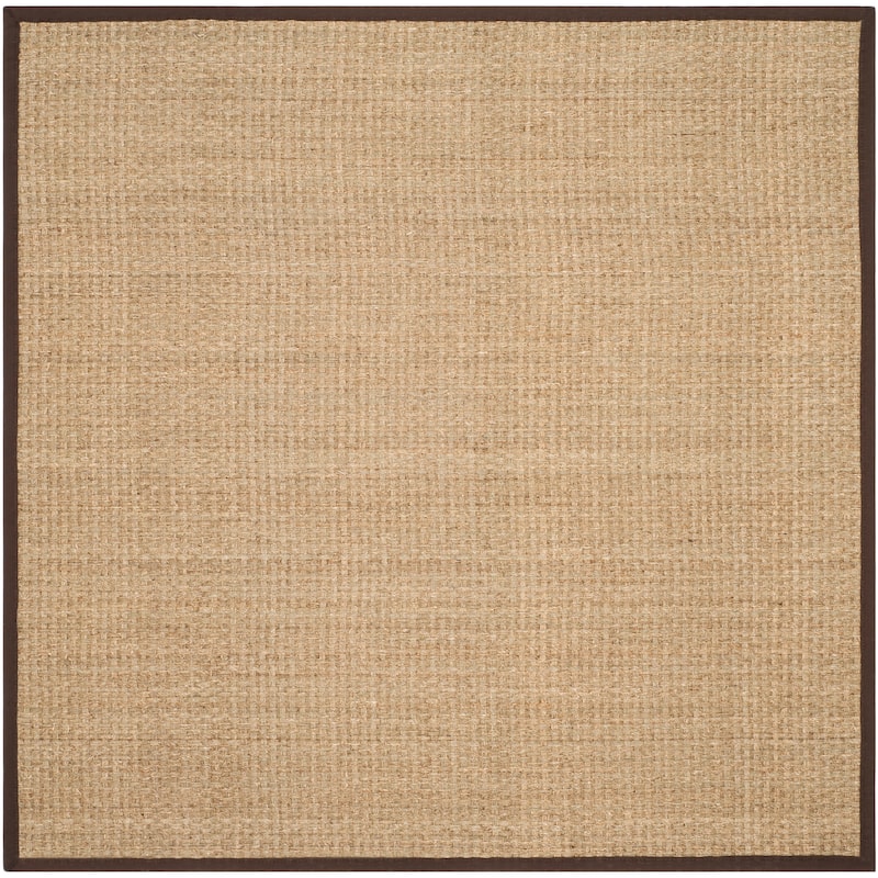 SAFAVIEH Natural Fiber Marina Basketweave Seagrass Rug - 6' Square - Natural/Dark Brown - Square