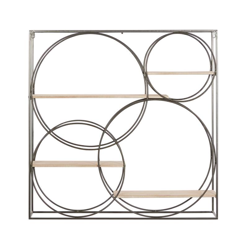Gray Metal 4 Shelves Wall Shelf