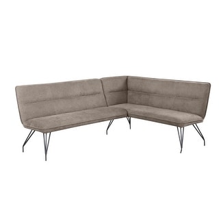 Fabric Upholstered L-Shaped Nook Dining Bench in Taupe and Black