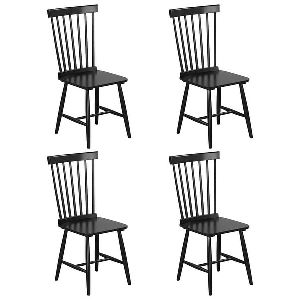 Gymax Dining Chair Set of 4 Solid Wood Windsor Chair w/ High