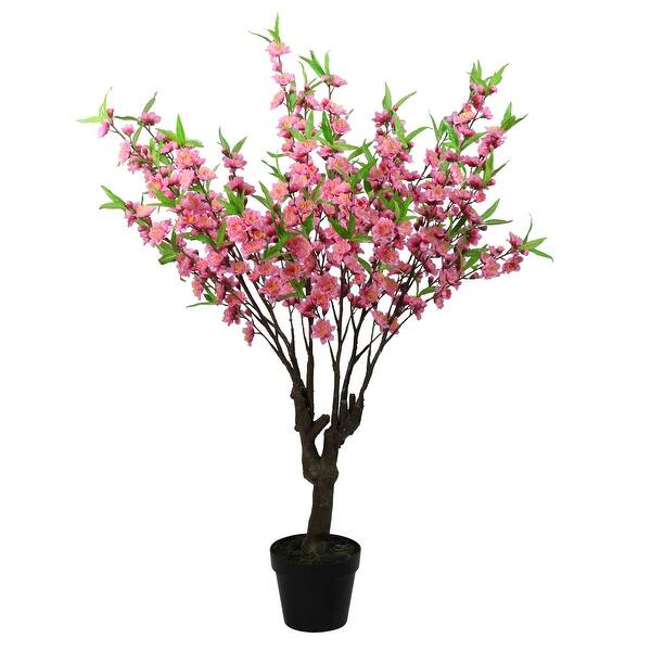Shop 43 5 Potted Pink Green Floral Peach Artificial Christmas Tree Unlit Overstock 16554597