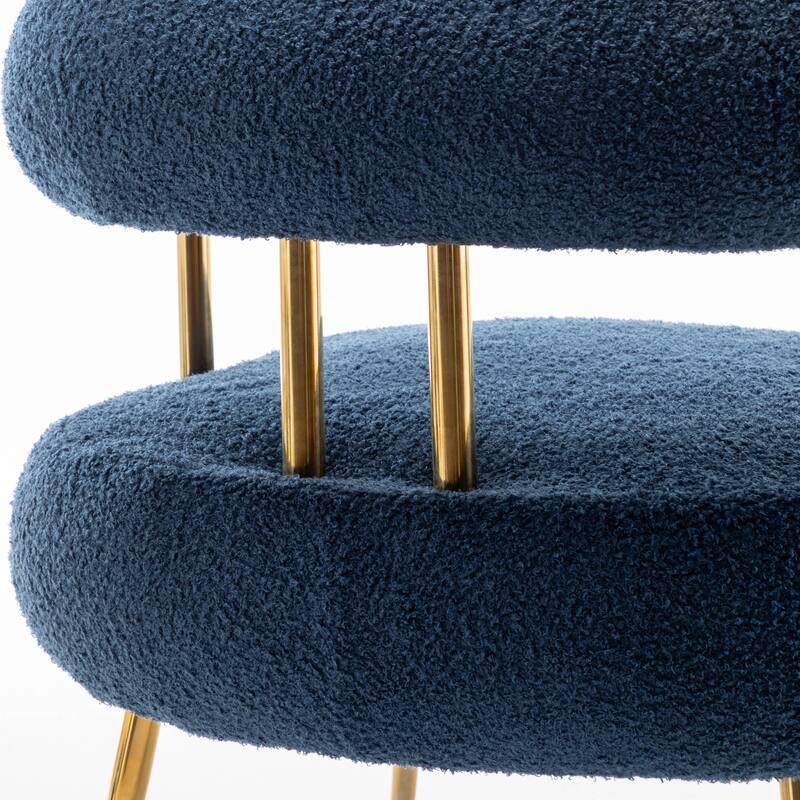 SEYNAR Modern Glam Upholstered Comfy Open-Back Accent Vanity chair with Golden Legs
