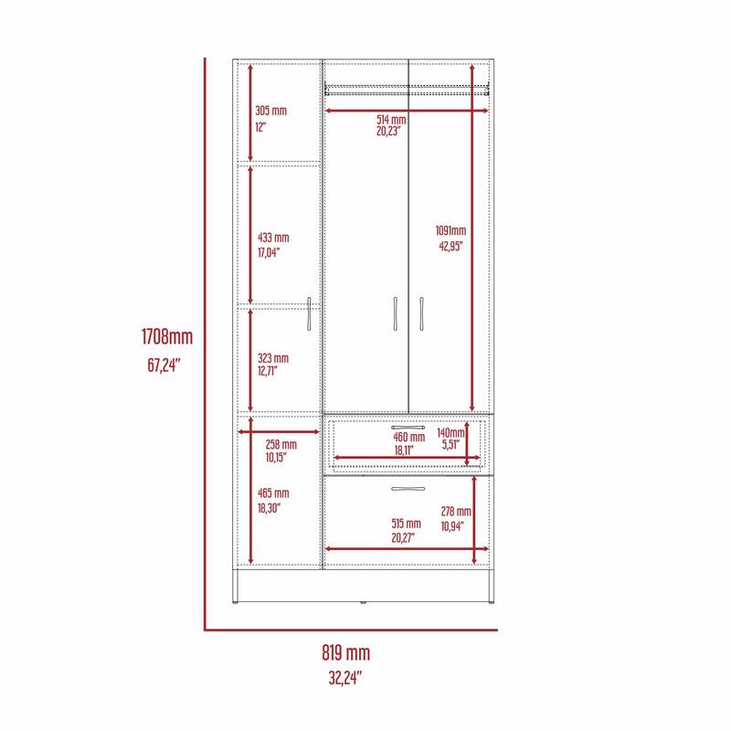 1-Drawer Rectangle Armoire