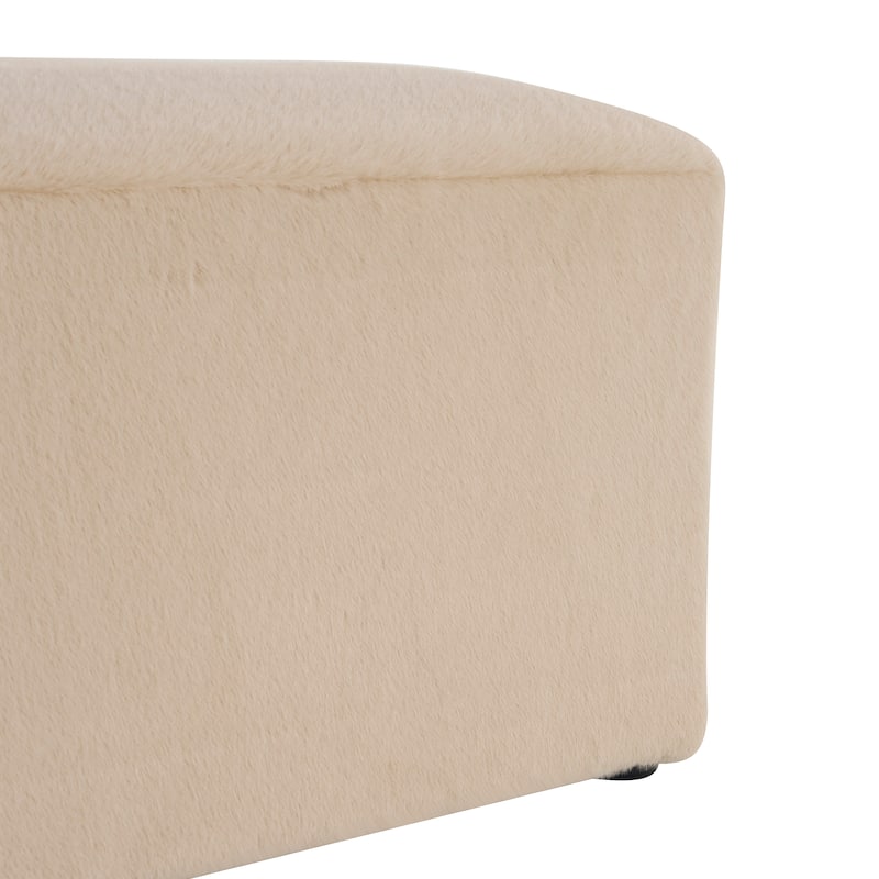 Almond Long Plush Ottoman - Modern Home Footstool & Seating Option
