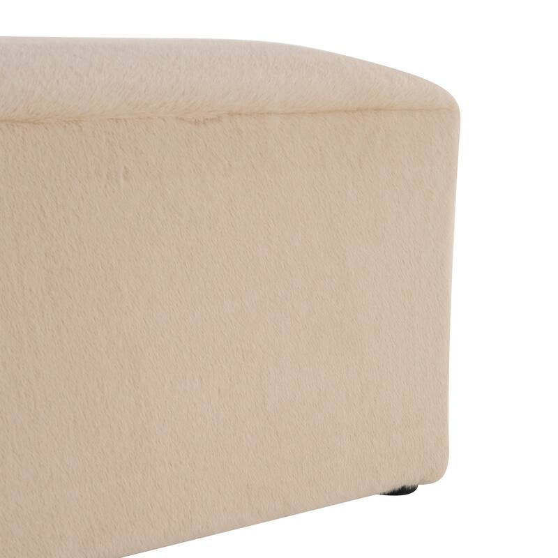 Roomfitters Almond Plush Long Ottoman Bench, Modern Minimalist Footstool
