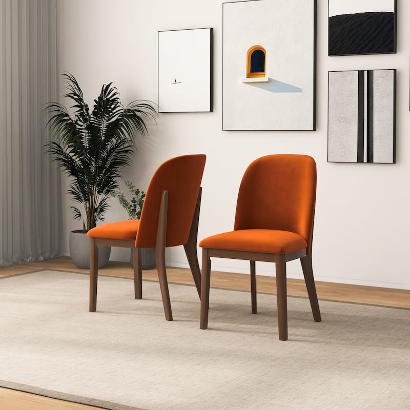 Bellar Mid Century Modern Linen/Velvet Dining Chair (Set of 2)