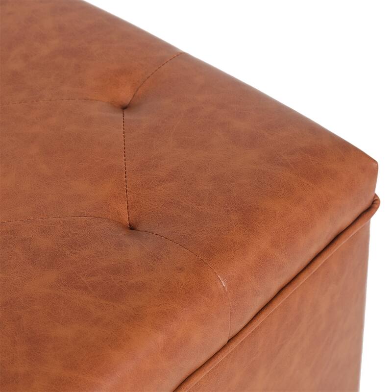Adeco Modern Square Fabric Upholstered Lift Top Storage Ottoman Bench