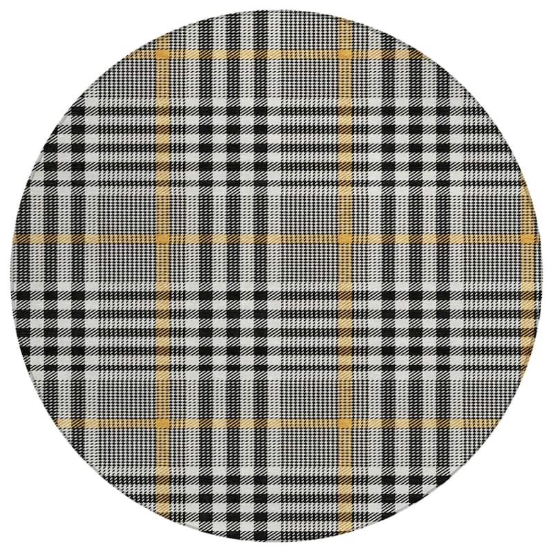 HomeRoots Plaid Transitional Rectangle Outdoor Rug