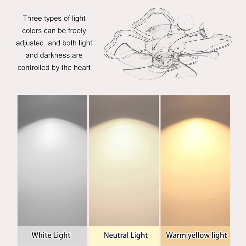 Modern Ceiling Fan Light with Light and Butterfly Design, DC Reversible Motor for Bedroom and Living Room