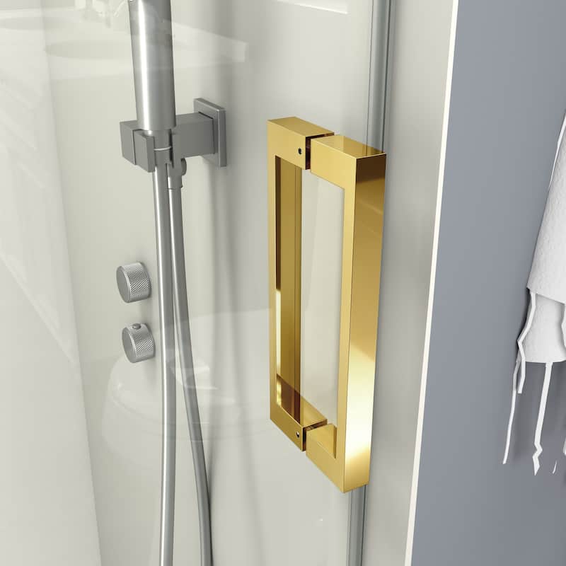 ABRUZZO 56-60" W x 76" H Frameless Soft-Closing Single Sliding Shower Door 1/4" (6mm) Explosion-Proof Tempered Glass