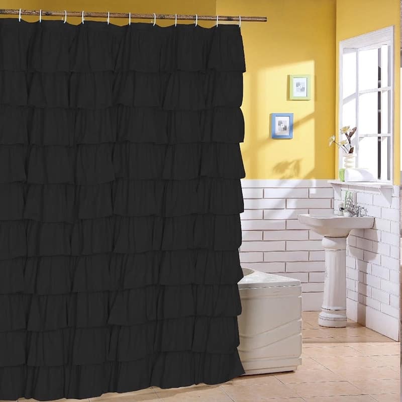 Ruffle Fabric Shower Curtain 72 x 72 Black