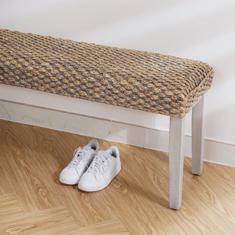 Made4Home Valencia Entryway Bench Water Hyacinth & Acacia Solid Wood