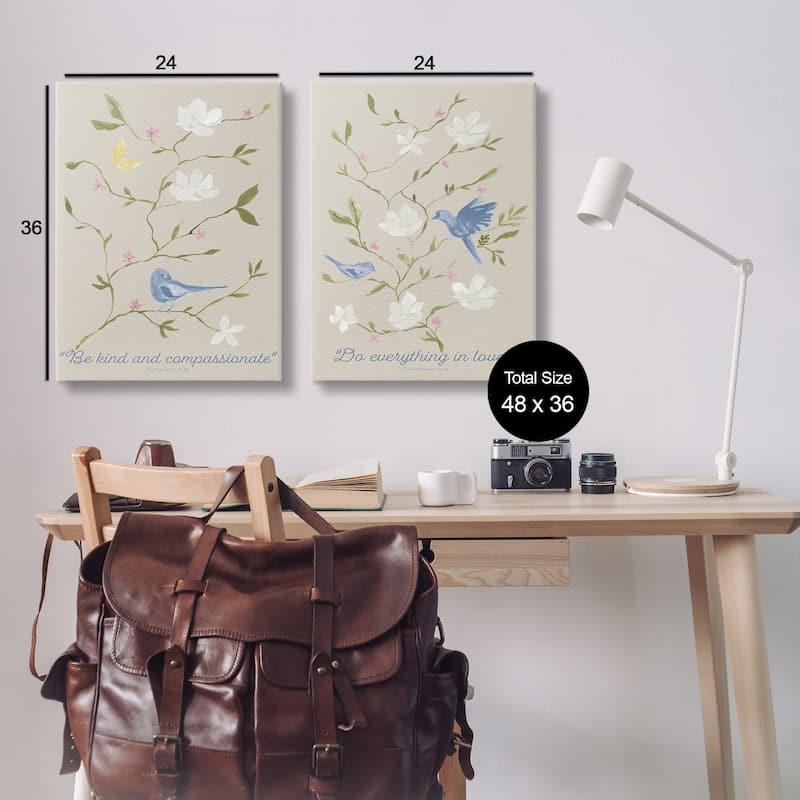 Stupell Floral Comforting Proverbs Canvas Wall Art Design By Lucille Price (Set of 2)