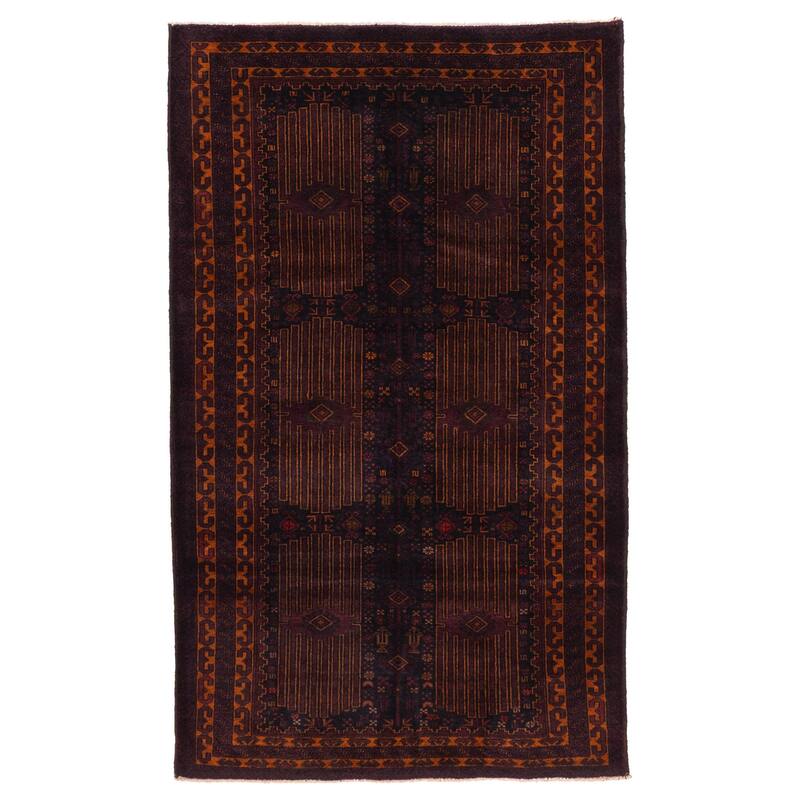 ECARPETGALLERY Hand-knotted Teimani Dark Navy Wool Rug - 3'7 x 6'1