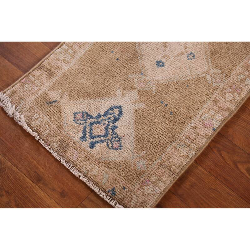 Hand Knotted Oriental 100% Wool Carpet Transitional Tribal Brown Anatolian Area Rug - 2' 5'' X 1' 4''