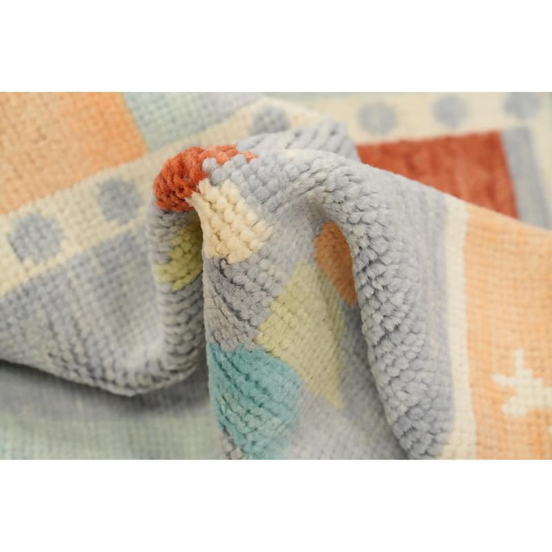 Hand Knotted Oriental 100% Wool Carpet Modern Geometric Multi-Colored Gabbeh Area Rug - 12' 0'' X 9' 8''