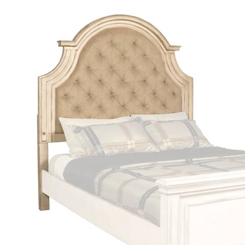 Queen Size Fabric Upholstered Wood Headboard with Button Tufting, Beige