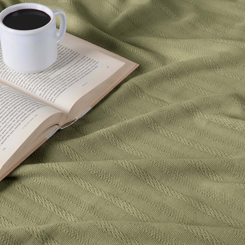 Superior Clara Cotton Textured Striped Lightweight Woven Blanket
