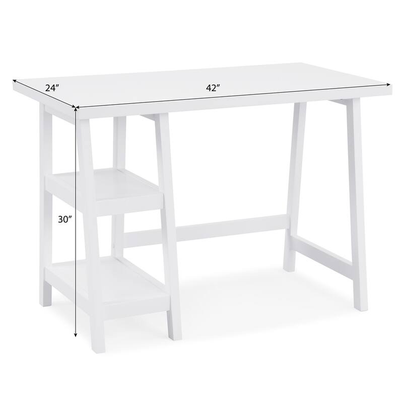 Contemporary Wood Writing Desk with Storage