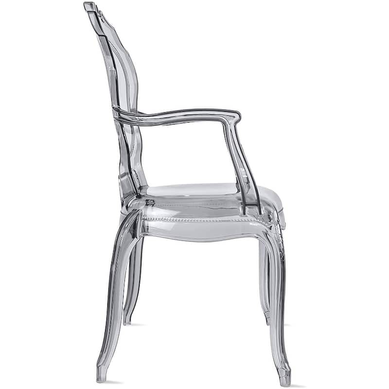 Designer Stacking Transparent Molded Plastic Dining Chairs With Arms Backs Crystal For Kitchen Desk Bedroom Outdoor Patio Indoor