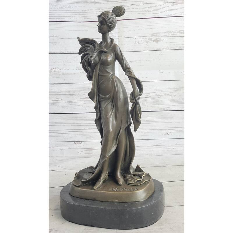 Art Deco Woman Female Figure Bronze Statue Sculpture Original Art 14 Inches X 7 Inches
