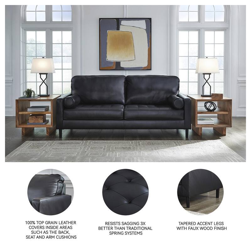 Signature Design by Ashley Bryceview Black Sofa - 87" W x 38" D x 39" H
