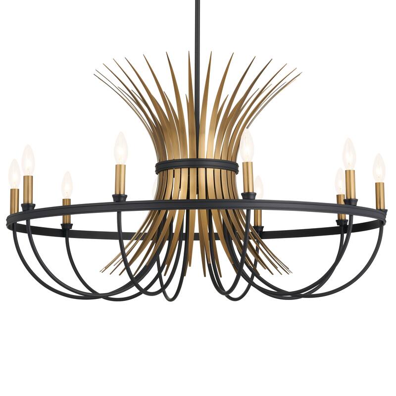 Kichler Lighting Baile 37 inch 10-Light Chandelier Natural Brass and Black