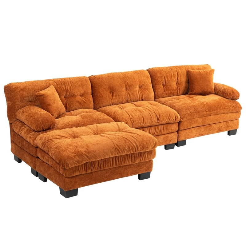 120.87" L-Shaped Upholstered Reversible 3-seat Modular Sectional Sofa with Deep Seating