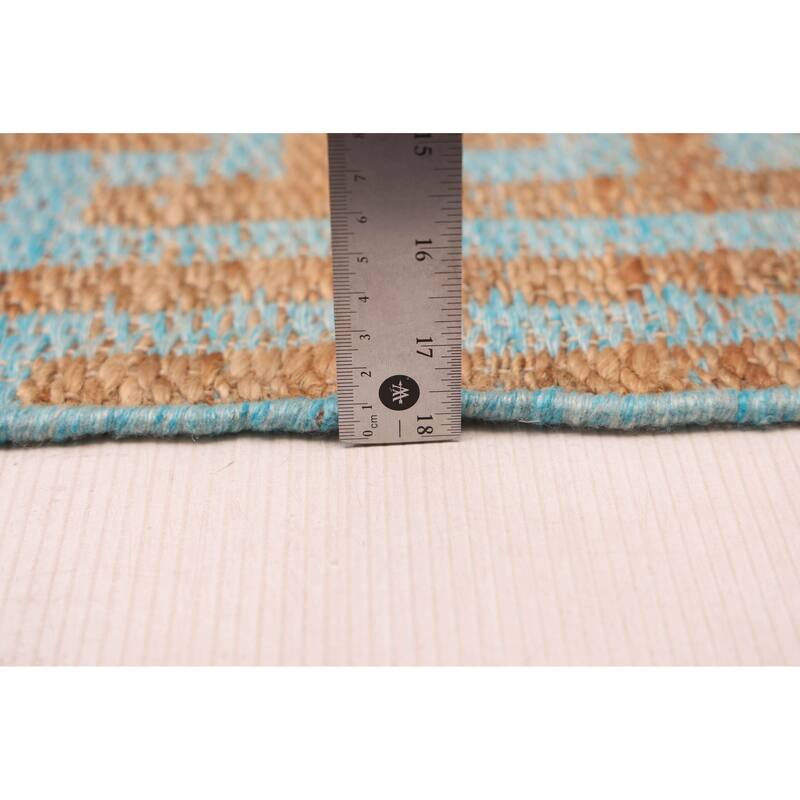 ECARPETGALLERY Flat-Weave Palas Denizli Light Blue, Tan Kilim - 5'3 x 7'6