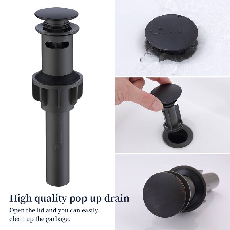 2-Handle Bathroom Sink Faucet 3 Hole 360° Swivel Spout Vanity Sink with Pop Up Drain Assembly and cUPC Water Supply Hoses