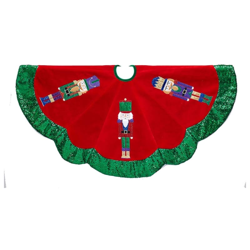 Kurt Adler 48-inch Velvet with Nutcracker Design Tree skirt - 48"
