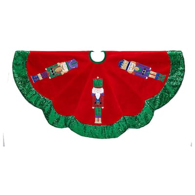 Kurt Adler 48-inch Velvet with Nutcracker Design Tree skirt - 48"