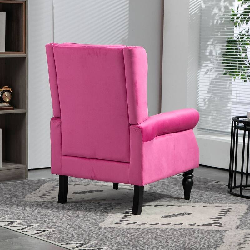 Transitional Wingback Accent Chair Armchair with Sturdy Wood Legs