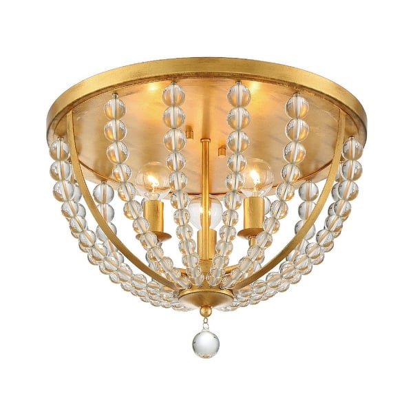 Roxy 3 Light Antique Gold Ceiling Mount - 16.5'' W x 13.25'' H - Bed ...