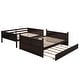 preview thumbnail 3 of 7, Bunk Bed For Kids Full-Over-Full Wood Bed Frame With Ladder & Trundle