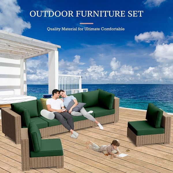 Outdoor Cushion Covers 6-Piece Set Waterproof Khaki Slipcovers