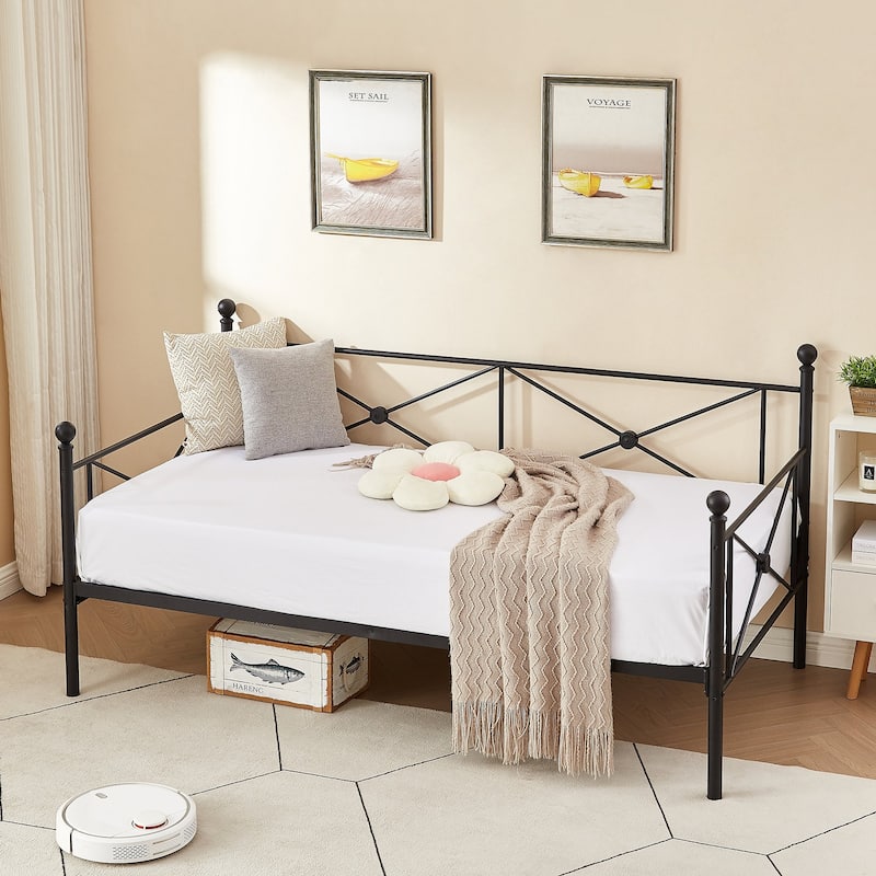 Javlergo Metal Daybed Frame Twin Size Sofa Bed with Steel Slats for Living Room Guest Room