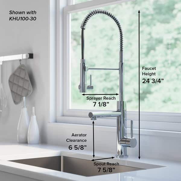 dimension image slide 0 of 5, Kraus Artec 2-Function Commercial Pulldown Pot Filler Kitchen Faucet