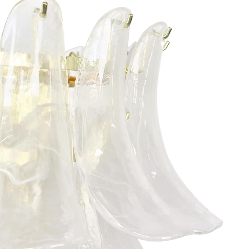 Lumira Modern Vintage Glam 12-Light Multi-Tiered Petal Chandelier Cloud Art Glass Ceiling Light - Diameter 25" × Height 27"