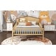 preview thumbnail 5 of 12, Full Size Wood Kids Platform Bed with House-Shaped Headboard, Built-in LED Light, Guardrails Storage for Bedroom, Natural