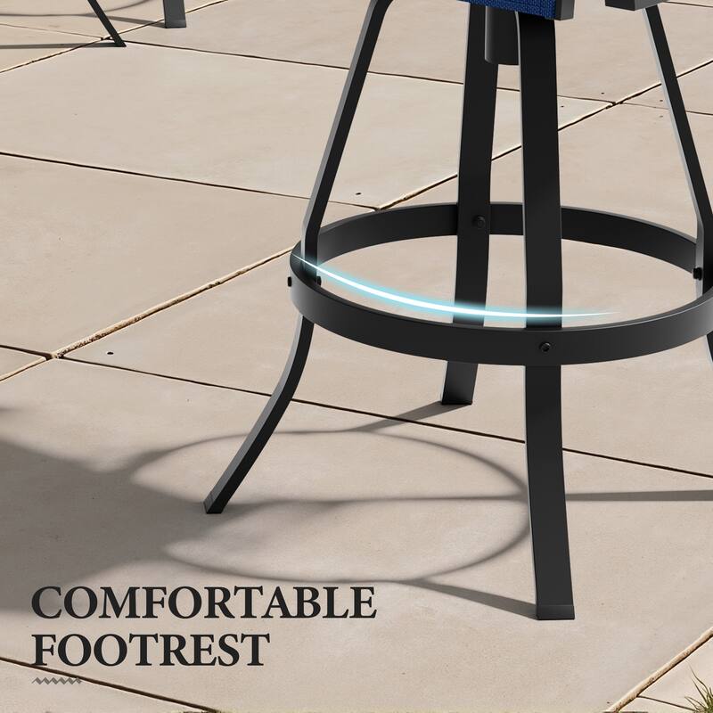 Outdoor Indoor Patio Aluminum Premium Sunbrella Fabric Swivel Barstools