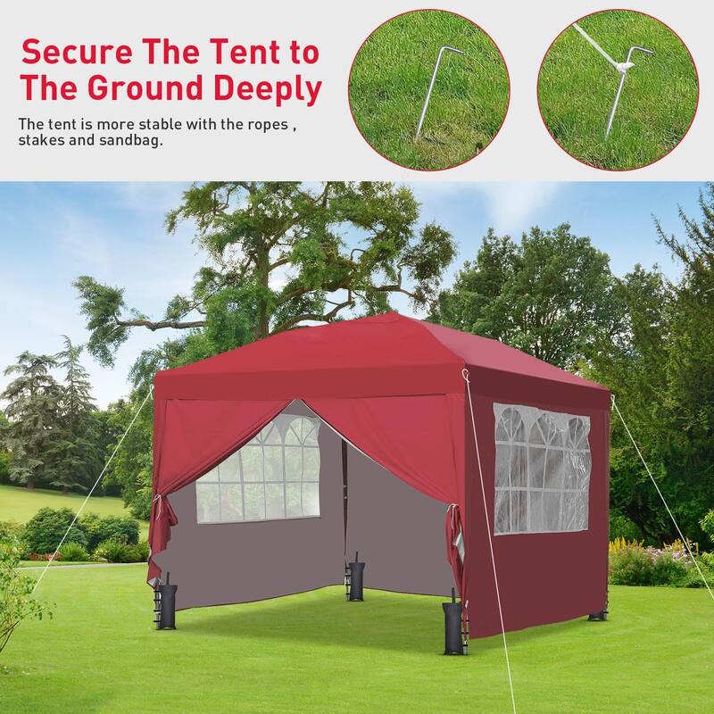 Ainfox 10'x10' Pop Up Canopy Tent Outdoor Commercial Instant Gazebos Portable Shelter Canopies