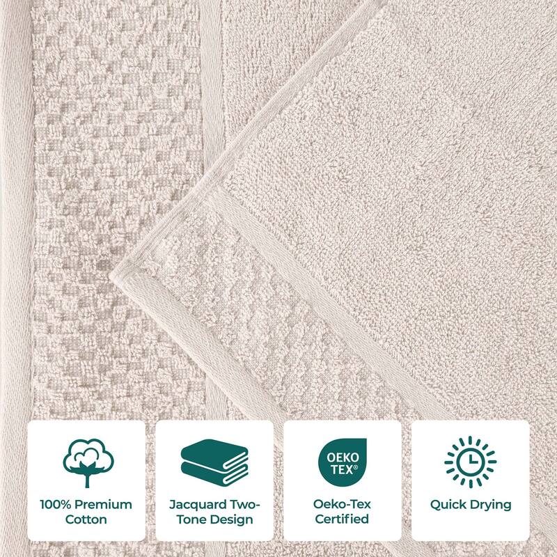 Superior Lodie Cotton Plush Absorbent Jacquard Solid 3 Piece Towel Set