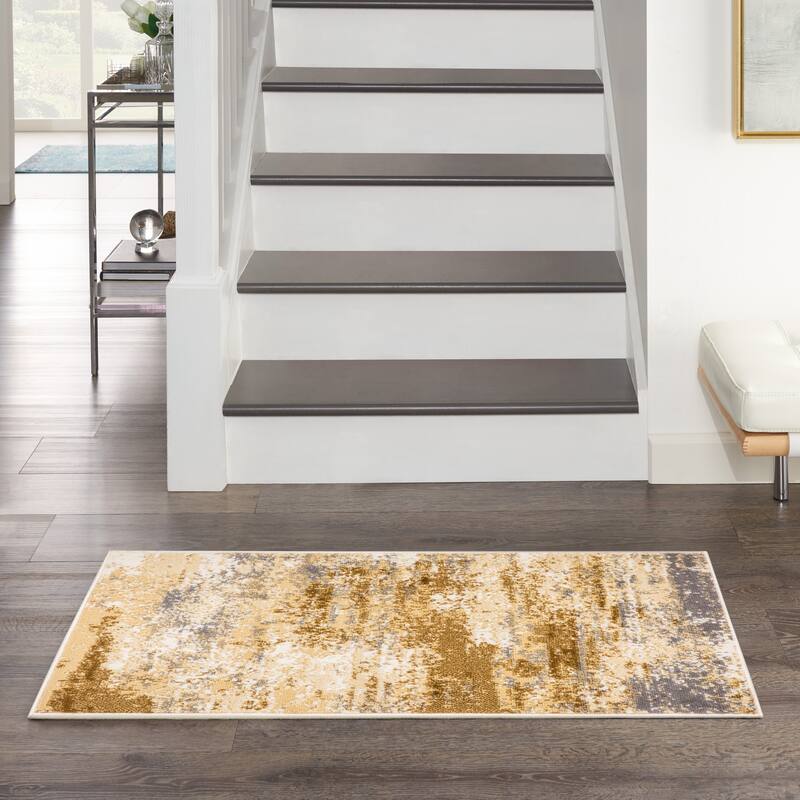 Nourison Grafix Indoor Beige Abstract Area Rug