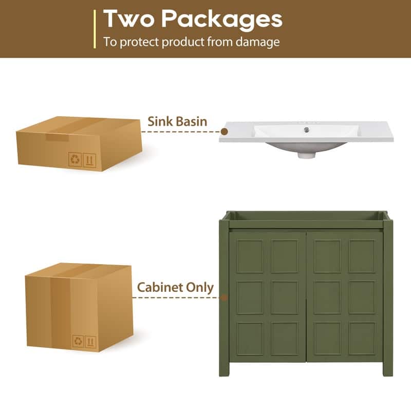 36" Retro Bathroom Vanity Organizer with Sink, Combo Cabinet Set, Bathroom Storage Cabinet