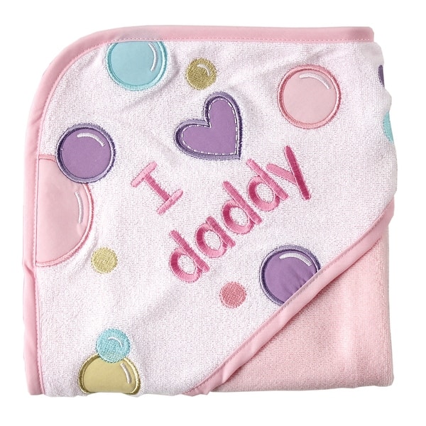 slide 1 of 1, Luvable Friends Baby Girl Hooded Towel, Pink Dad, One Size - Pink Dad - One Size One Size - Pink Dad