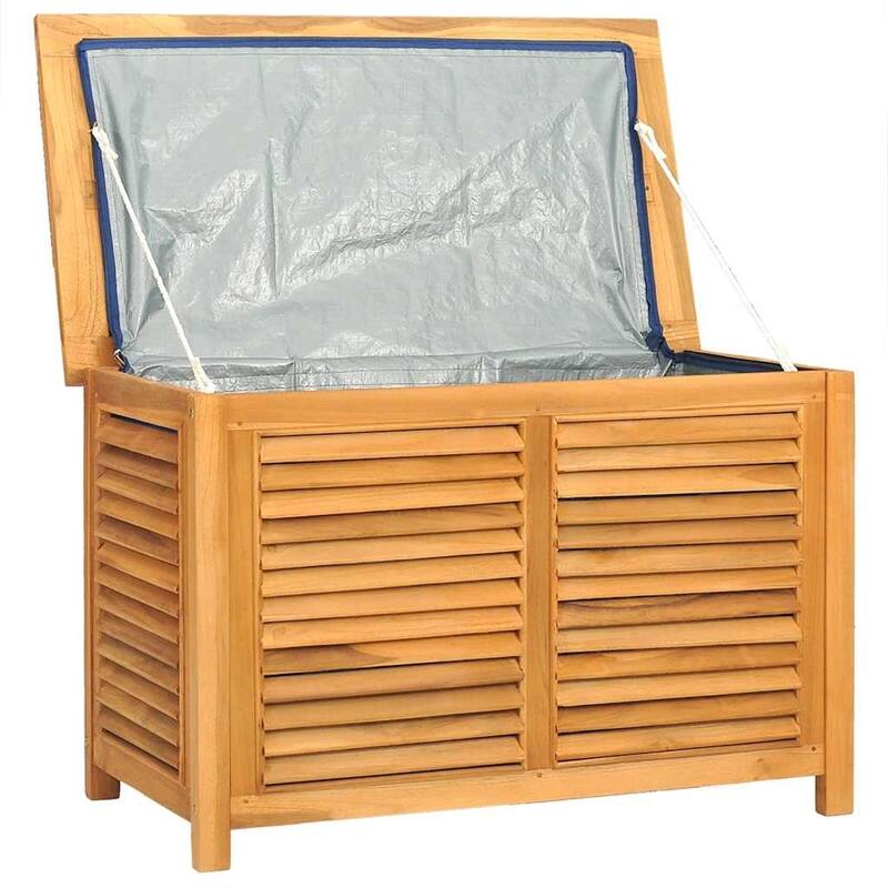 vidaXL Patio Storage Box Outdoor Cushion Storage with Bag Solid Wood Teak