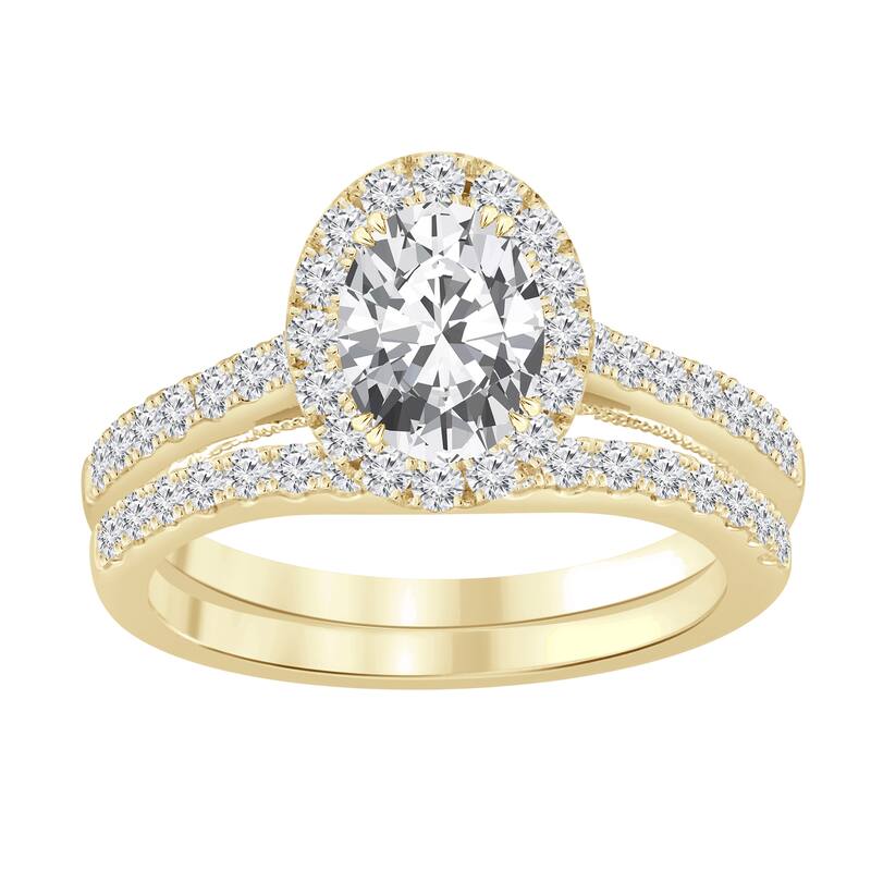 Auriya 1 3/4ctw Oval Shaped Halo Diamond Engagement Ring Set 14k Gold - Yellow - 8.5